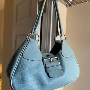 Baby blue leather Prada Shoulder bag with buckle flap front